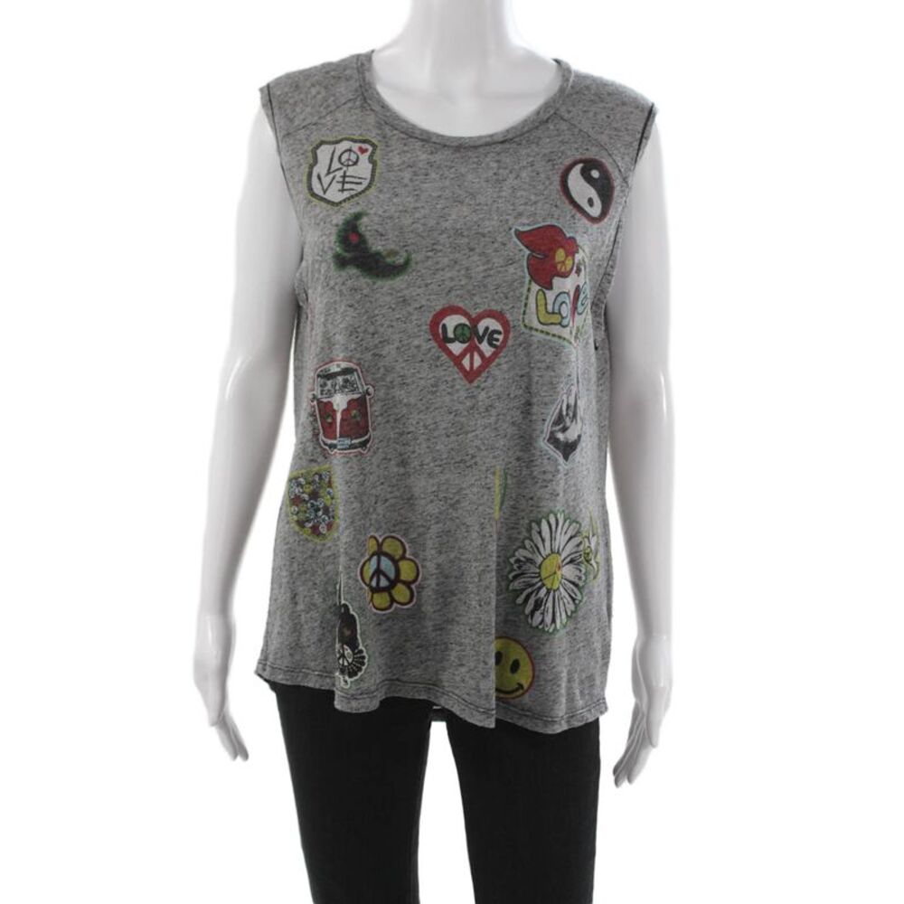 Lauren Moshi Womens Gray Rayon Round Neck Sleeveless Basic Tank Size S